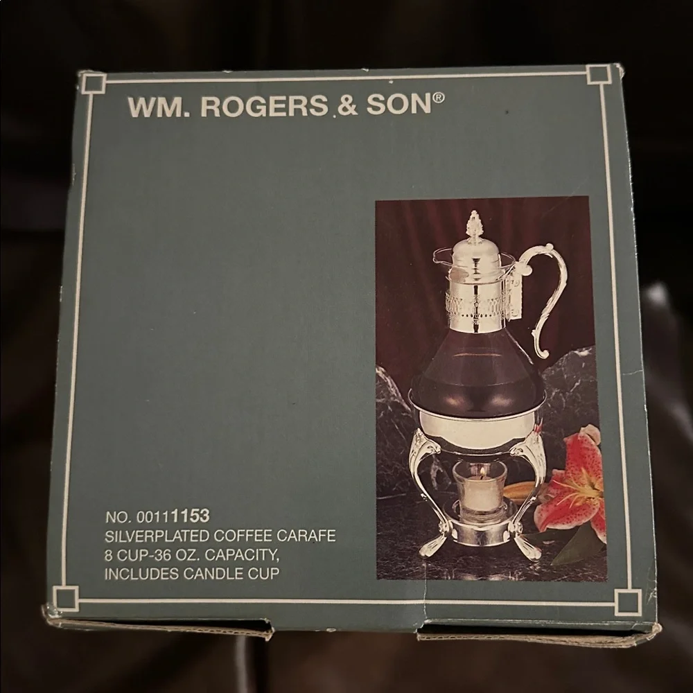 NIB William Rogers & Son Silver-Plated Coffee Carafe and Stand With Candle Cup - Picture 3 of 3